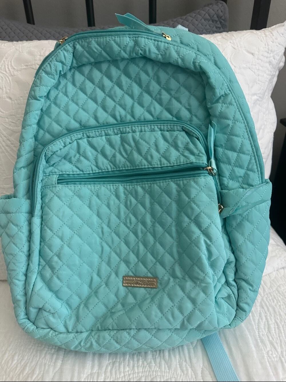 Simply Southern Quilted Teal Backpack-Womens One Size